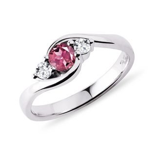 BAGUE D'OR BLANC AVEC TOURMALINE ET DIAMANTS - BAGUES EN TOURMALINE - BAGUES