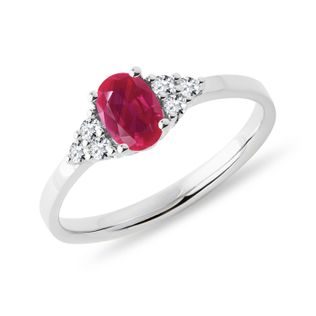 WHITE GOLD RING WITH RUBY - RUBY ENGAGEMENT RINGS - ENGAGEMENT RINGS
