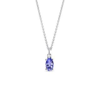 OVAL TANZANITE AND DIAMOND NECKLACE IN WHITE GOLD - TANZANITE NECKLACES - NECKLACES