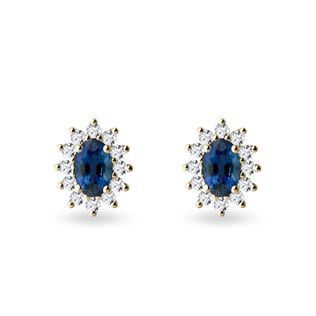Sapphire and diamond earrings in yellow gold