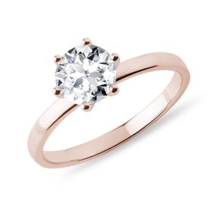 BAGUE DE FIANÇAILLES EN OR ROSE DIAMANT 1 CARAT - TAILLE BRILLANT - BAGUES DE FIANÇAILLES