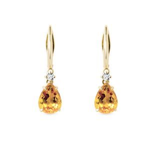 Citrine and diamond earrings in yellow gold