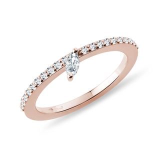 DIAMANTRING IM MARQUISE SCHLIFF IN ROSEGOLD - VERLOBUNGSRINGE DIAMANTEN - VERLOBUNGSRINGE