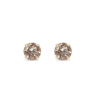 Champagne diamond stud earrings in yellow gold