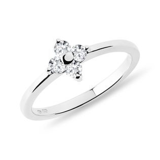 FOUR-LEAF CLOVER DIAMOND RING IN 14K WHITE GOLD - DIAMOND ENGAGEMENT RINGS - ENGAGEMENT RINGS