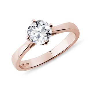 BAGUE DE FIANÇAILLES EN OR ROSE AVEC DIAMANT TAILLE BRILLANT 0,8 CT - SOLITAIRES - BAGUES DE FIANÇAILLES