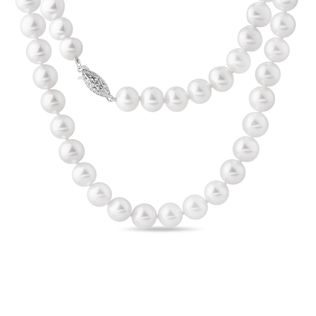 PEARL NECKLACE WITH WHITE GOLD FASTENING - PEARL NECKLACES - PEARL JEWELRY