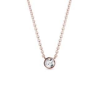 ROSE GOLD NECKLACE WITH BEZEL DIAMOND - DIAMOND NECKLACES - NECKLACES