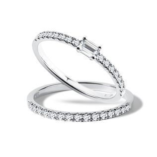 ROMANTIC DIAMOND BRIDAL SET IN 14K WHITE GOLD - ENGAGEMENT AND BRIDAL RING SETS - ENGAGEMENT RINGS