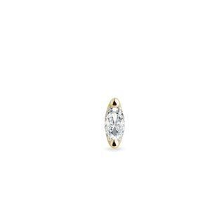 Single marquise diamond earring in yellow gold