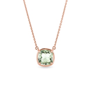 Green amethyst necklace in rose gold