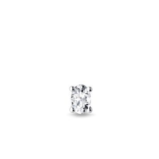 OVAL DIAMOND SINGLE EARRING IN 14K WHITE GOLD - SINGLE EARRINGS - EARRINGS