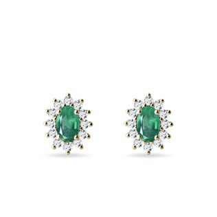 BOUCLES D'OREILLES EN OR AVEC ÉMERAUDES ET DIAMANTS - BOUCLES D'OREILLES EN ÉMERAUDE - BOUCLES D'OREILLES
