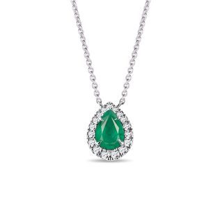 EMERALD AND DIAMOND NECKLACE IN WHITE GOLD - EMERALD NECKLACES - NECKLACES