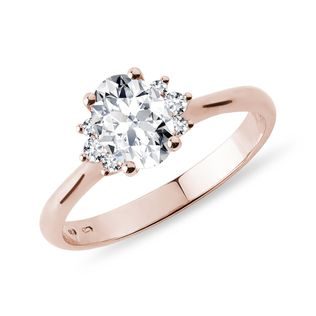 ROSE GOLD OVAL DIAMOND RING WITH SIDE DIAMONDS - DIAMOND ENGAGEMENT RINGS - ENGAGEMENT RINGS