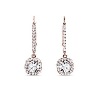 DIAMOND DROP EARRINGS IN 14K ROSE GOLD - DIAMOND EARRINGS - EARRINGS