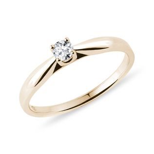 YELLOW GOLD RING WITH DIAMOND - SOLITAIRE ENGAGEMENT RINGS - ENGAGEMENT RINGS