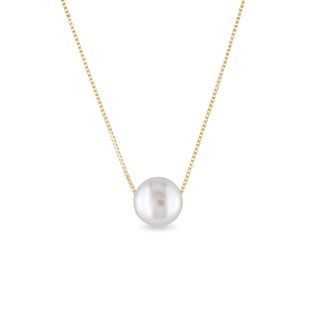 FRESHWATER PEARL NECKLACE IN YELLOW GOLD - PEARL PENDANTS - PEARL JEWELLERY