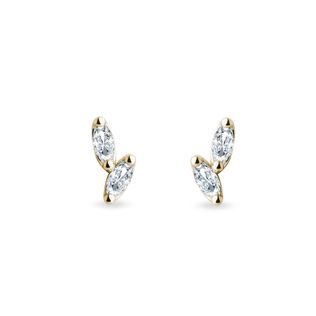 MARQUISE DIAMOND EARRINGS IN 14CT YELLOW GOLD - DIAMOND STUD EARRINGS - EARRINGS