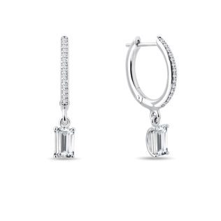 EMERALD CUT DIAMOND DROP EARRINGS IN WHITE GOLD - DIAMOND EARRINGS - EARRINGS