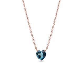 HEART-SHAPED LONDON TOPAZ PENDANT IN ROSE GOLD - TOPAZ NECKLACES - NECKLACES