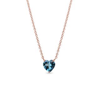 HEART-SHAPED LONDON TOPAZ PENDANT IN ROSE GOLD - TOPAZ NECKLACES - NECKLACES