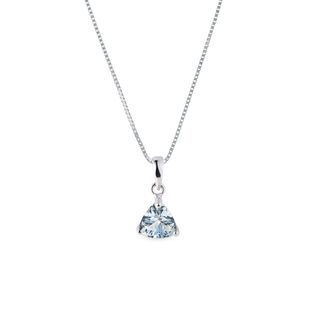 TRILLION CUT AQUAMARINE PENDANT IN WHITE GOLD - AQUAMARINE NECKLACES - NECKLACES