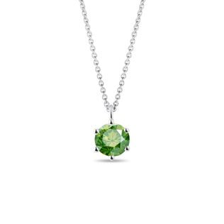 NÁHRDELNÍK Z BÍLÉHO ZLATA SE ZELENÝM DIAMANTEM - NÁHRDELNÍKY S DIAMANTY - NÁHRDELNÍKY