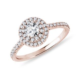 DOPPELTER HALORING MIT DIAMANTEN IN ROSEGOLD - VERLOBUNGSRINGE DIAMANTEN - VERLOBUNGSRINGE