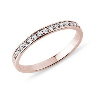 BAGUE D'OR ROSE AVEC QUINZE DIAMANTS - ALLIANCES DE MARIAGE FEMMES - ALLIANCES DE MARIAGE