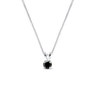 Black diamond pendant necklace in white gold