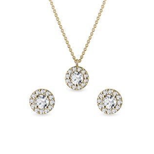 SOUPRAVA BRILIANTOVÝCH HALO ŠPERKŮ VE ZLATĚ - DIAMANTOVÉ SOUPRAVY - ŠPERKY
