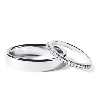 ENSEMBLE D’ALLIANCES EN OR BLANC, SEMI-ÉTERNITÉ AVEC DIAMANTS - ENSEMBLE D’ALLIANCES EN OR BLANC - ALLIANCES DE MARIAGE