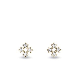 DIAMANTOVÉ NÁUŠNICE VLOČKY VE ŽLUTÉM 14K ZLATĚ - DIAMANTOVÉ NÁUŠNICE PECKY - NÁUŠNICE