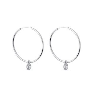 CRÉOLES EN OR BLANC ET DIAMANTS - BOUCLES D'OREILLES EN DIAMANT - BOUCLES D'OREILLES