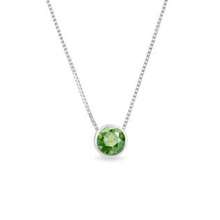 COLLIER AVEC DIAMANT VERT EN OR BLANC 14 CT - COLLIERS AVEC DIAMANTS - COLLIERS