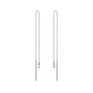 ROSE GOLD CHAIN THREADER EARRINGS WITH MARQUISE DIAMONDS - DIAMOND EARRINGS - EARRINGS