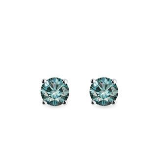 BLUE DIAMOND STUD EARRINGS IN WHITE GOLD - DIAMOND STUD EARRINGS - EARRINGS