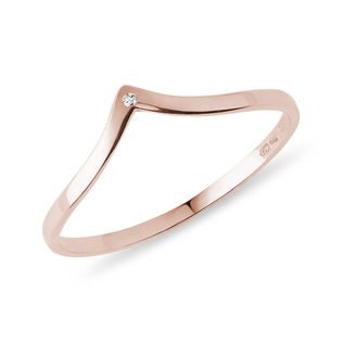 RING OF PINK GOLD WITH DIAMOND - DIAMOND RINGS - RINGS