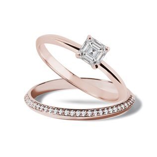 LUXE DIAMOND BRIDAL RING SET IN 14K ROSE GOLD - ENGAGEMENT AND BRIDAL RING SETS - ENGAGEMENT RINGS