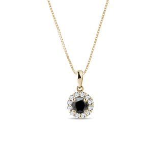 COLLIER EN OR JAUNE AVEC DIAMANT NOIR ET DIAMANTS - COLLIERS AVEC DIAMANTS - COLLIERS