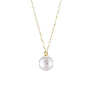 MINIMALIST PEARL PENDANT IN YELLOW GOLD - PEARL PENDANTS - PEARL JEWELLERY