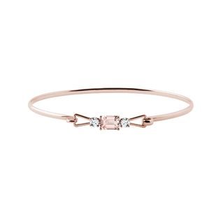 MORGANITE AND DIAMOND ROSE GOLD BRACELET - GEMSTONE BRACELETS - BRACELETS