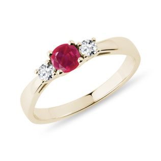 RUBINRING MIT DIAMANTEN IN GELBGOLD - RUBIN-VERLOBUNGSRINGE - VERLOBUNGSRINGE