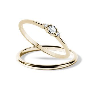 RINGSET MIT KLAREN DIAMANTEN IN GELBGOLD - TRAURING- UND VERLOBUNGSSETS - VERLOBUNGSRINGE