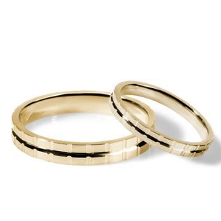 EHERINGE MIT GRAVIERTEM MUSTER IN GELBGOLD - GELBGOLDENE TRAURINGE IM SET - TRAURINGE