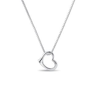 HEART-SHAPED NECKLACE IN WHITE GOLD - WHITE GOLD NECKLACES - NECKLACES