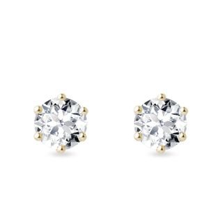 BOUCLES D'OREILLES DE LUXE EN OR JAUNE - PUCES D'OREILLES EN DIAMANT - BOUCLES D'OREILLES