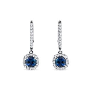 Brilliant Earrings with Sapphires in White Gold