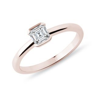 ROSÉGOLDENER VERLOBUNGSRING MIT DIAMANTEN IM ASSCHER-SCHLIFF - VERLOBUNGSRINGE DIAMANTEN - VERLOBUNGSRINGE